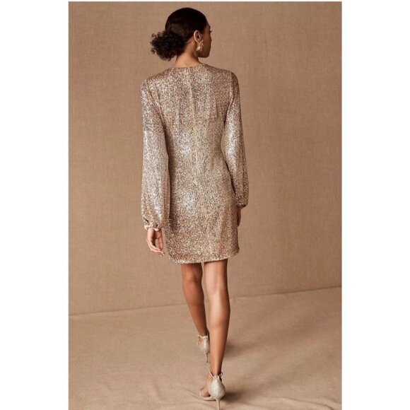 NWT BHLDN Anthropologie Carys Ombre Sequin Long Sleeve Mini Dress - Picture 2 of 12